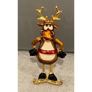 Vintage Reindeer pin with moving legs- swing back and forth